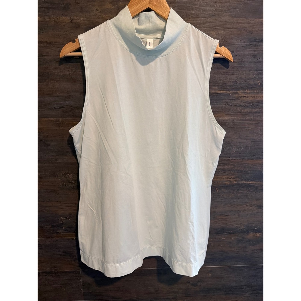Athleta Womens Mock Neck Sleeveless Top Pale blue Size L Cotton Blend